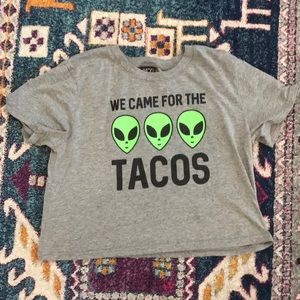 Crop top with alien graphics
